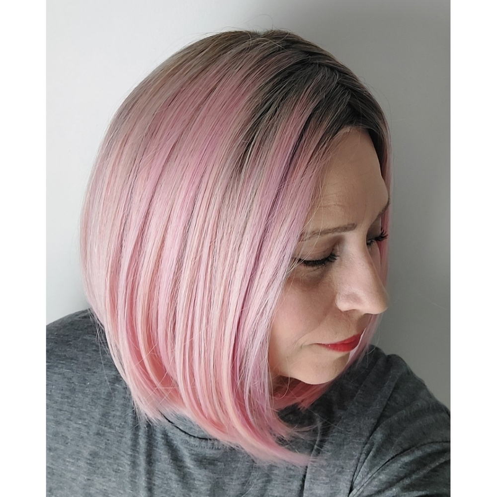 Lace Front Wig Pink Lob - Picture 2 of 6